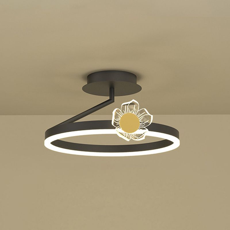 Contemporary Circle Flush Light Fixture Metal 1 Light Flush Mount Ceiling Light