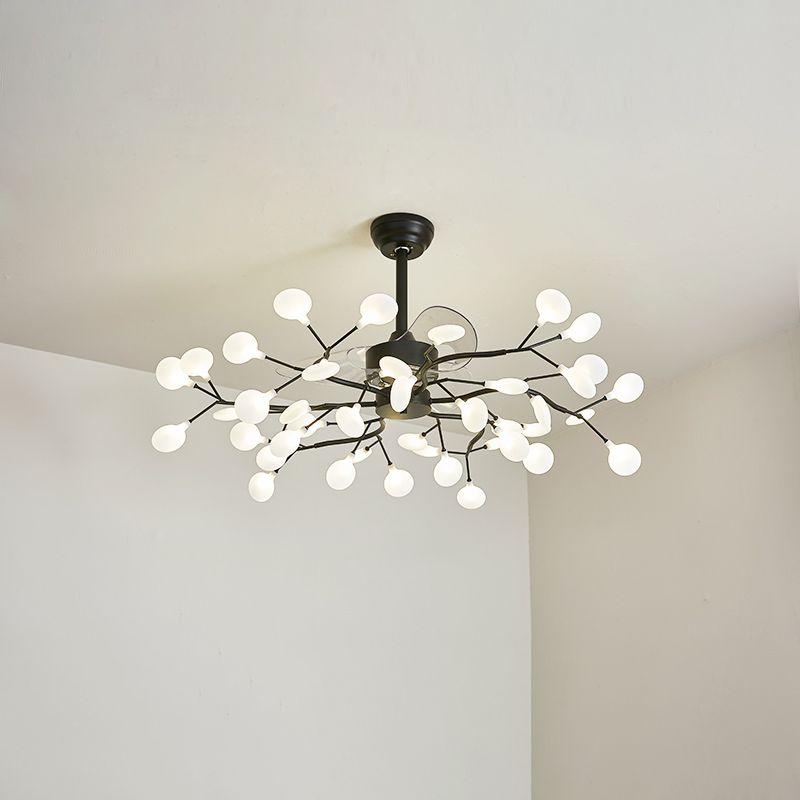 3-Blade Acryl Firefly Deckenlüfter Leicht minimalistische LED-Semi-Flush für Wohnzimmer