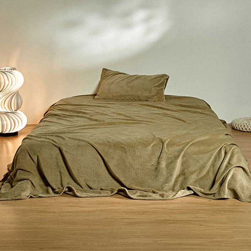 Flannel Bed Sheet Set Winter Solid Fitted Sheet for Bedroom