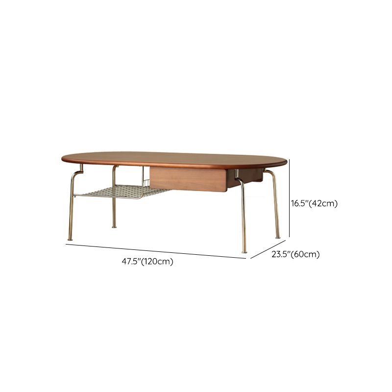 23" Wide Contemporary Coffee Table Oval Coffee Cocktail Table with Storage