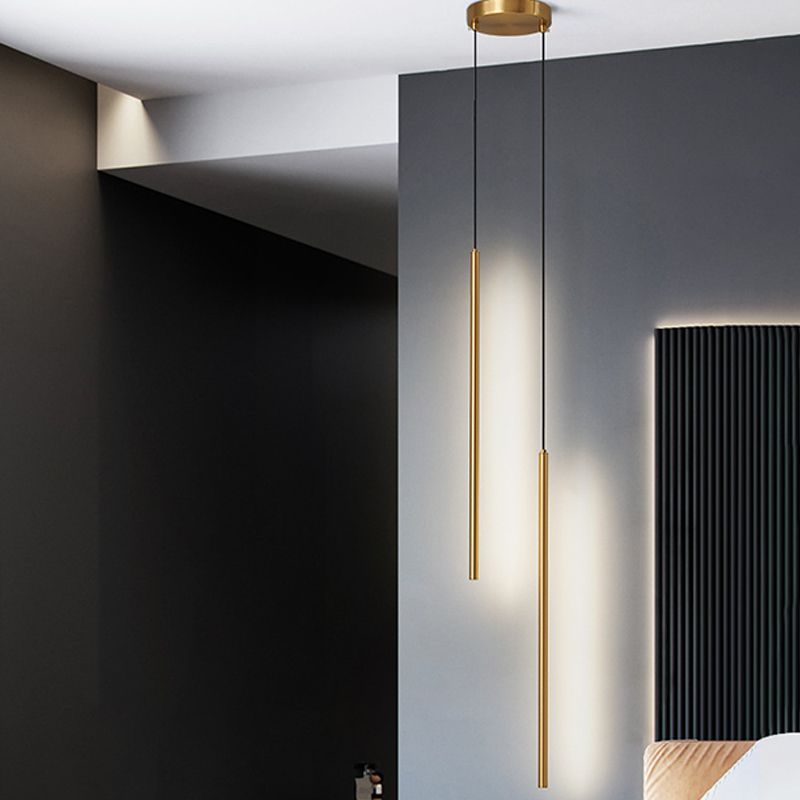 Linear Shape Hanging Lighting Modern Style Metal 2 Light Hanging Lamp for Living Room