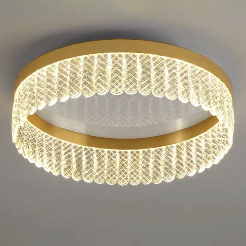 Prismatic Crystal Ring Shaped Flush-Mount Light Eenvoud Gold LED Plafond Fixture voor Slaapkamer