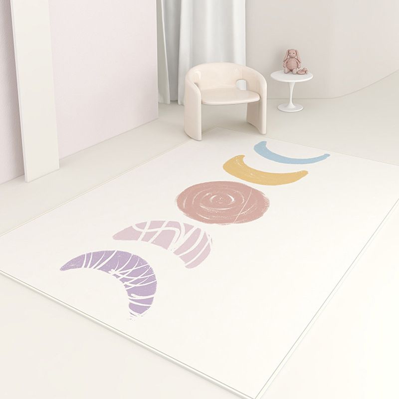 Artistical Modern Rug White Print Rug Non-Slip Backing Rug for Living Room