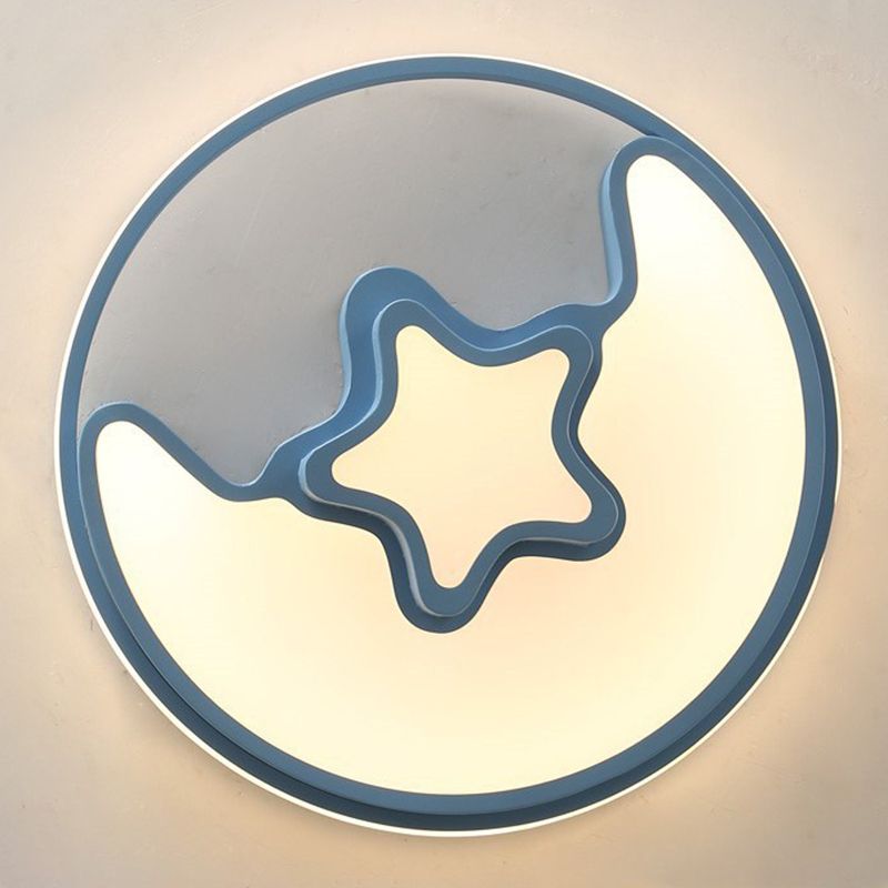 Moon And Star Flush Mount Light Fixtures Kids Acrylic Ceiling Mount Light Fixture for Children Bedroom