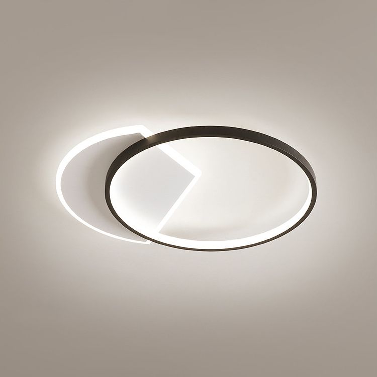 Luminaire encastré rond plafonnier de chambre à coucher LED en métal moderne, Noir et blanc