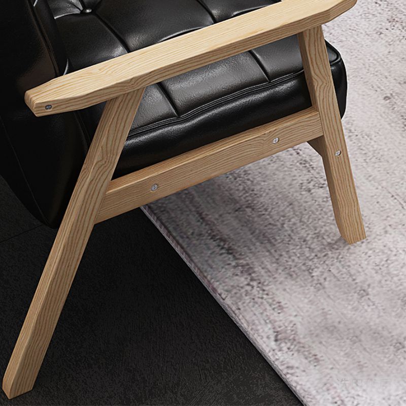 Square arm 25.5"W Faux Leather Arm Chair with Basic Four Legs and Tufted Back