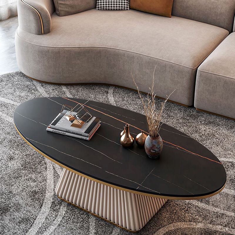 Glam Single Coffee Table Oval Pedestal Coffee Cocktail Table