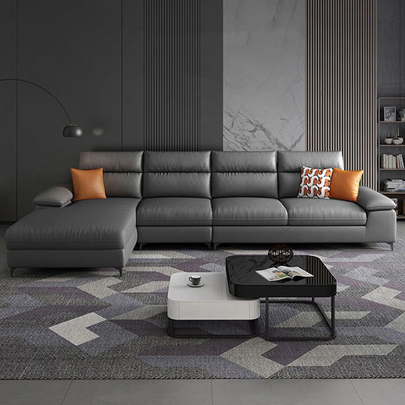 Faux Leather Sectionals with Pillow Top Arm and Cushion Back
