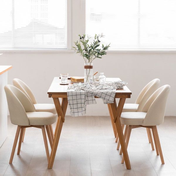 Modern Style Wood Chair Upholstered Fabric Dining Side Chair (Set of 2)