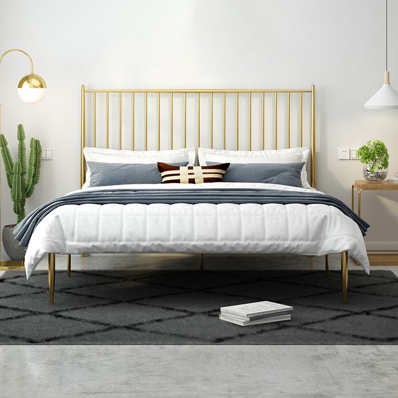 Modern Style Metal Slat Standard Bed with Rectangular Headboard
