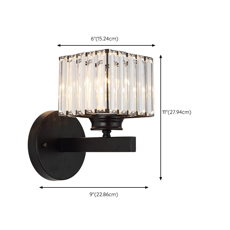 Crystal Geometric Shape Wall Sconce Modern Style 1 Light Wall Light Sconce in Black
