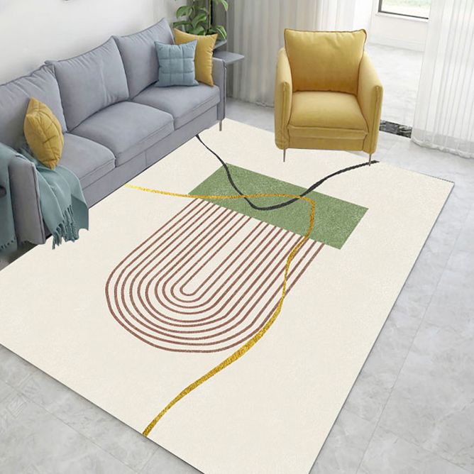Green Modern Area Rug Color Block Polyester Rug Non-Slip Backinng Carpet for Living Room