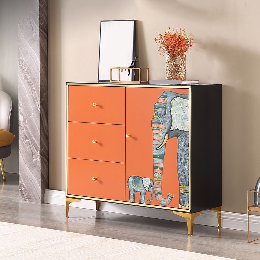 Glam Storage Chest Wooden Horizontal Lingerie Chest with Drawers