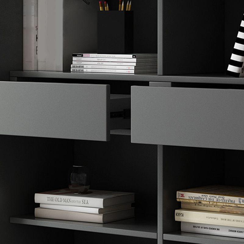 Faux Wood Modern Storage Cabinet Glass Sliding Doors Display Cabinet for Living Room