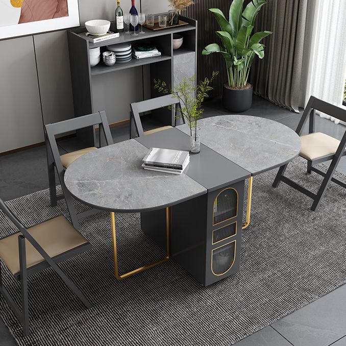 Mesa de comedor de piedra sinterizada moderna mesa de comedor ovalado de 59 "para uso en el hogar