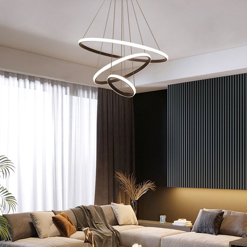 Modern Simplicity Orbit Pendant Chandelier Acrylic Hanging Light Fixture for Living Room