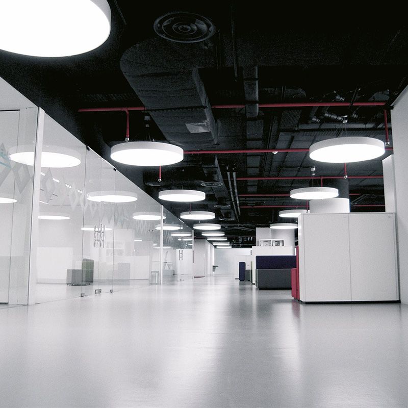 Round LED Pendulum Light Simple Style Metallic Pendant Lighting Fixture for Office