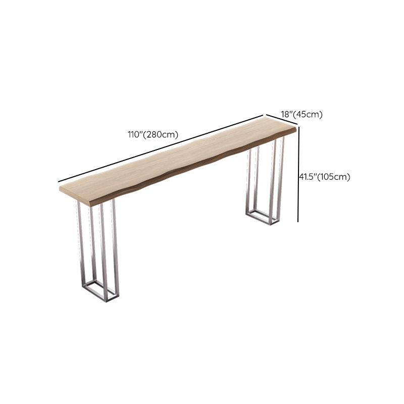 Rectangle Bar Table in Metal and Wood Industrial Double Pedestal Bar Table