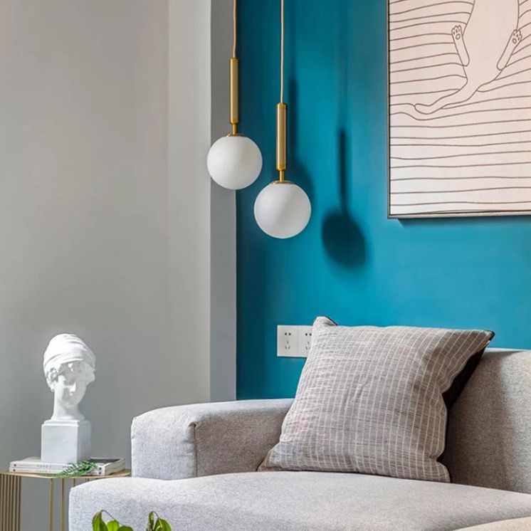 Spherical Pendant Lighting Fixture Simplicity Style Glass Hanging Light for Bedroom
