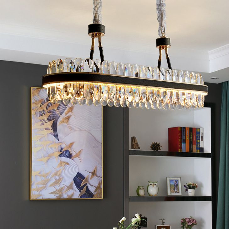 Luci dell'isola geometrica moderna lampadario cristallo 1 illuminazione isola luminosa in finitura nera