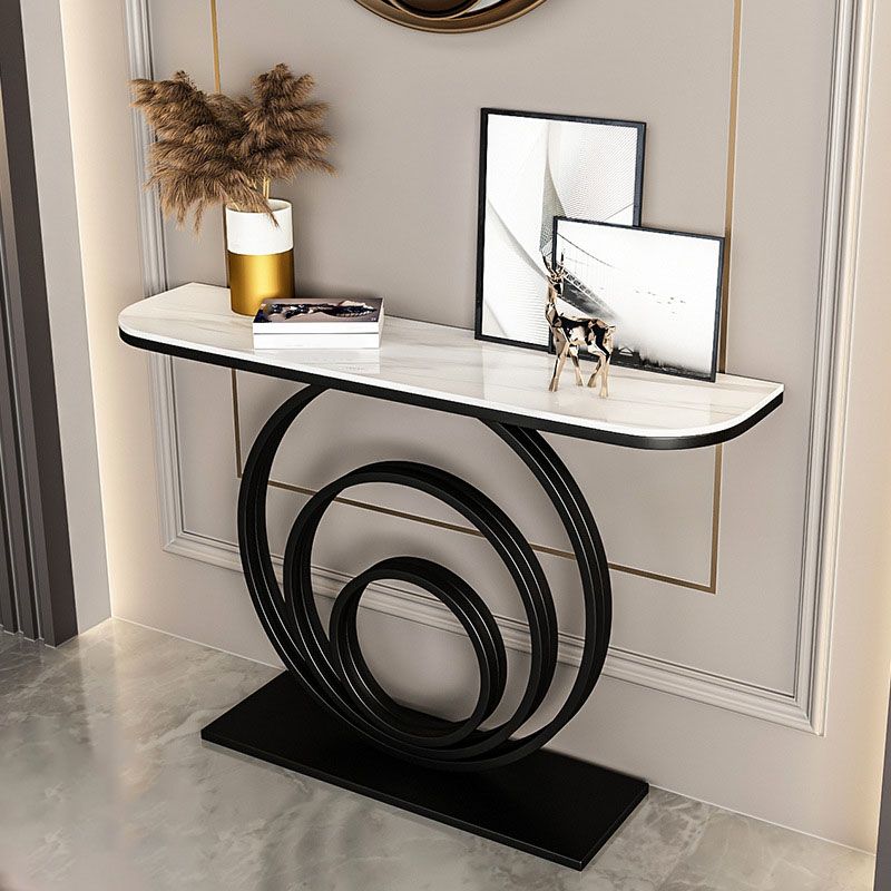 31.5-inch Tall Accent Table Stone Glam Console Table with 1 Shelf