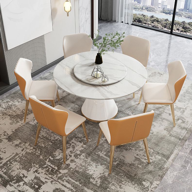 Modern Style 1/4/5/7 Pieces Dining Sintered Stone Dining Table Set with Metal Legs