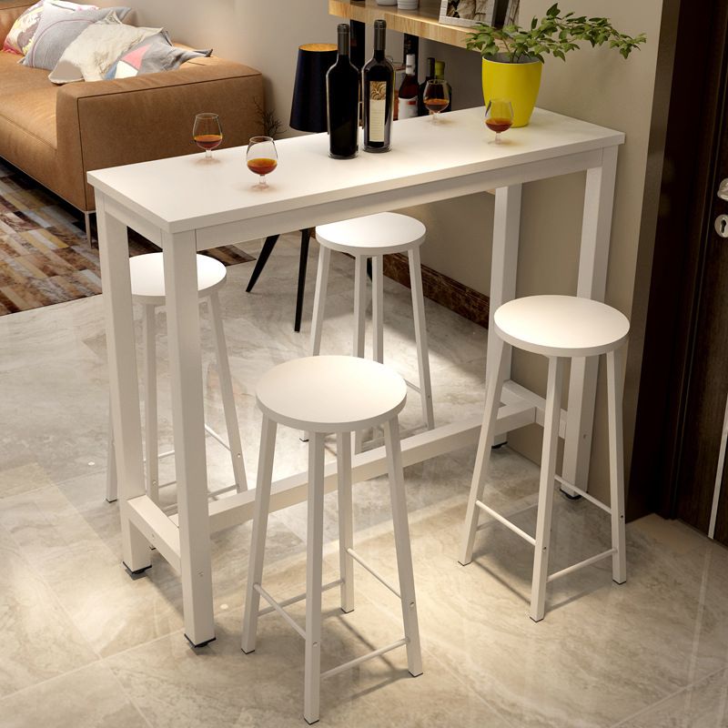 Modern Style Rectangle Bar Table Wood Bistro Bar Desk with Trestle Base