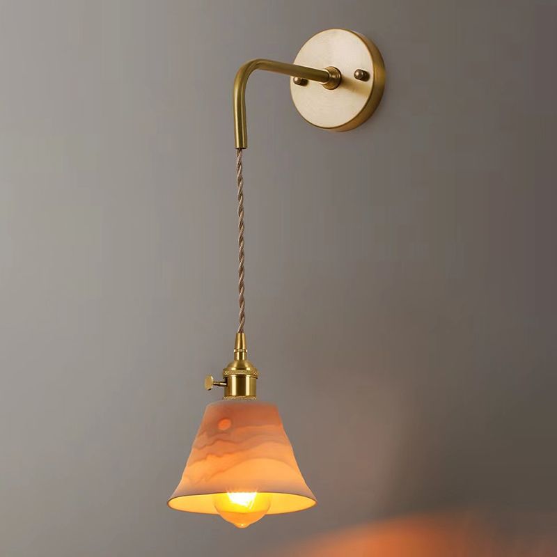Modern Metal Wall Sconce Cone Shape Wall Lamps with Ceramic Shade