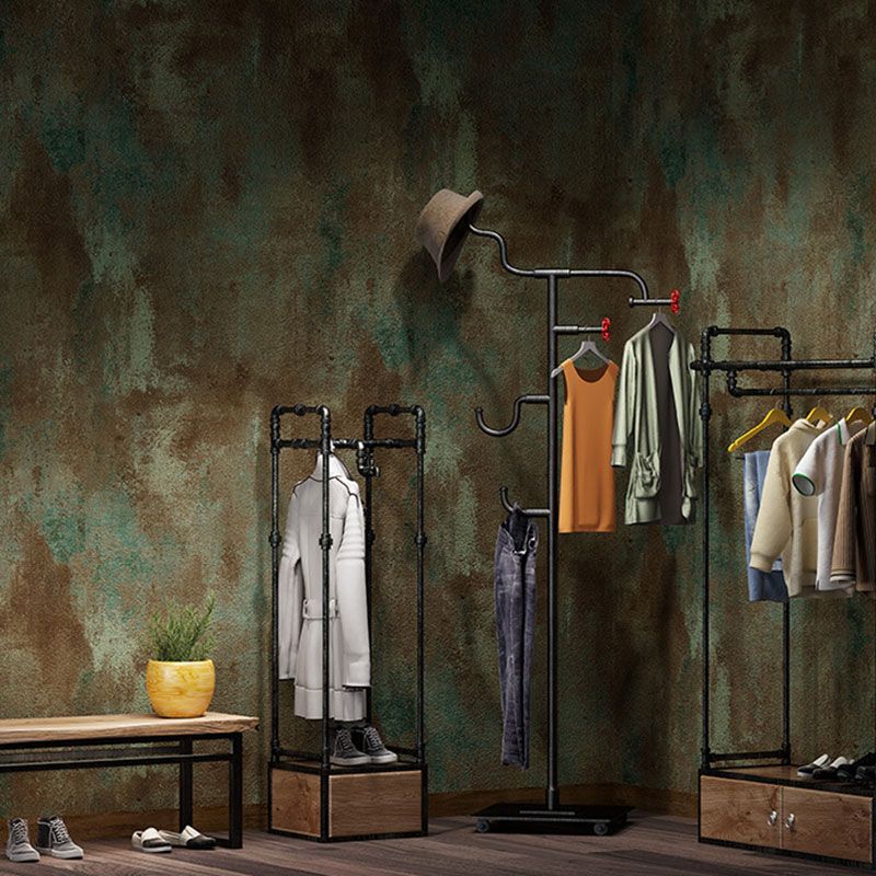 Vinyl Wall Decor Non-Pasted Cement Wallpaper Roll in Pastel Green for Accent Wall