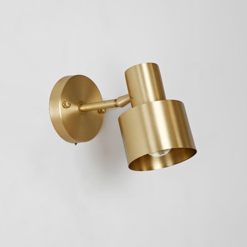 Nordic Luxury Style Cylinderical Wall Mounted Light Fixture Copper 1 Light Sconces