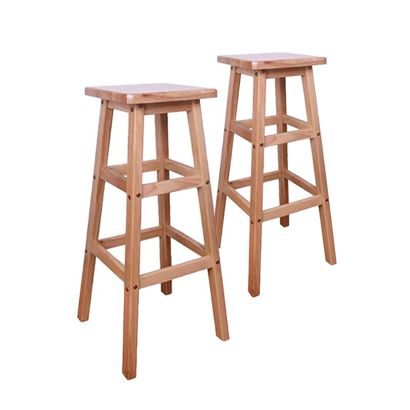 Modern Armless Backless Counter Stool Wood Bar Stool with Footrest