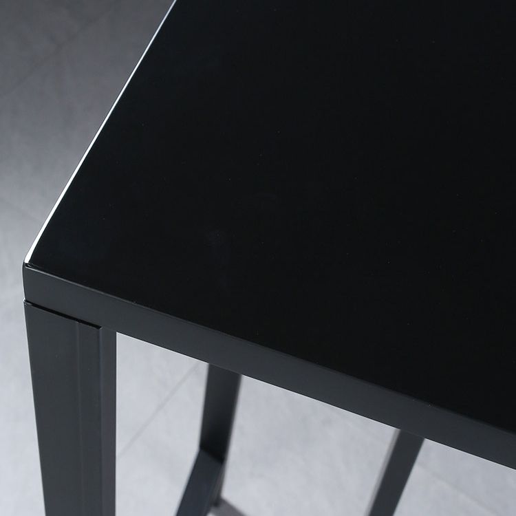 Contemporary Indoor Rectangle Trestle Bar Dining Table with Metal Legs