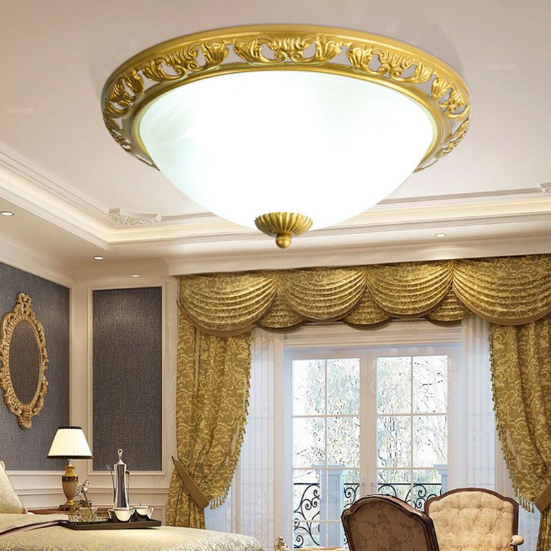 Minimalismo tradizionale lampada da soffitto con paralume in vetro, luce da incasso per salotto