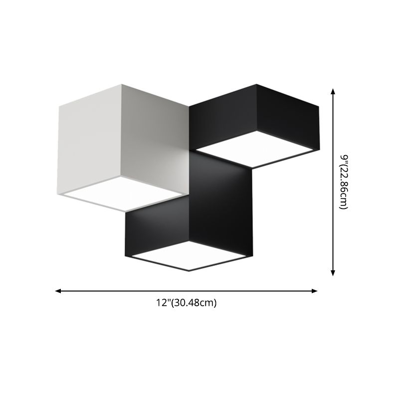 Zwart-witte LED-plafondlamp in moderne, minimalistische stijl Aluminium geometrische inbouw met acrylkap