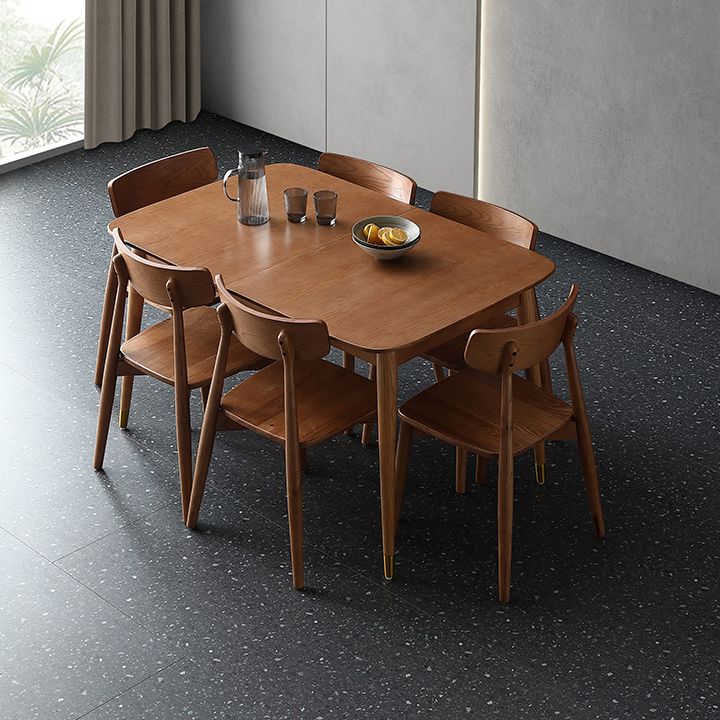 Extendable Ash Wood Table for Restaurant Rectangle Dining Table with 4 Legs