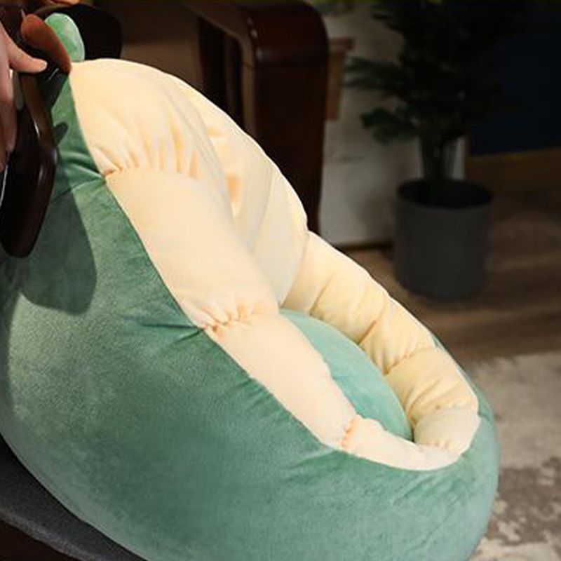 Modern Pouf Ottoman Cotton Upholstered Contrasting Colors Irregular Ottoman