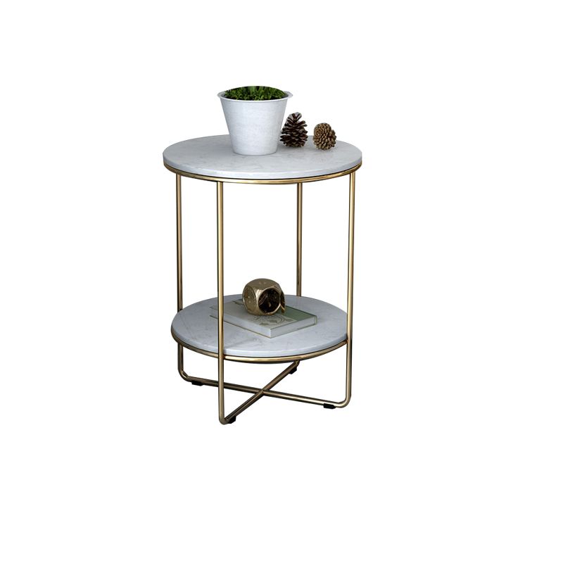 23.62" Tall Glam Bed Nightstand Faux Marble Night Table with 2 Shelves