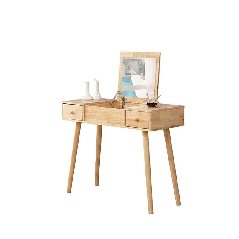 Brown Vanity Set with Mirror 15.74" Wide Wood Vanity Tables with Drawers