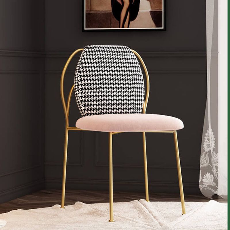Sillas de comedor estilo Glam, silla sin brazos para comedor de cocina con patas de metal