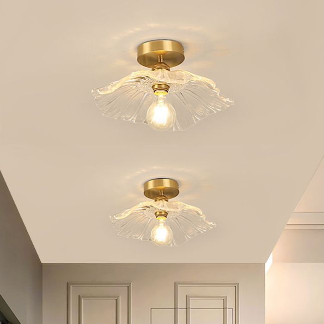 Lámpara de techo de cobre estilo colonial Lotus Metal 1 luz empotrada
