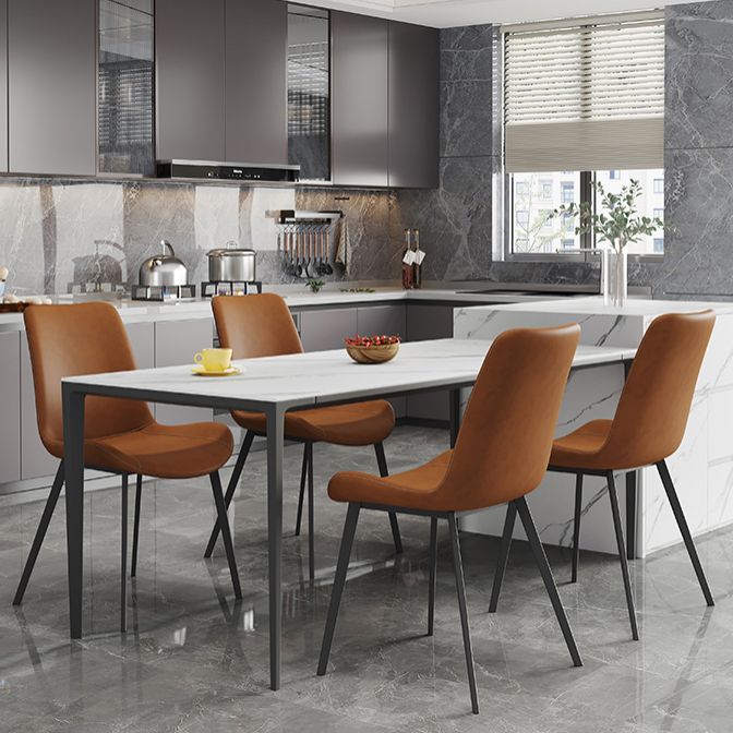 Contemporary Rectangle Shape White Dining Set Sintered Stone Standard Dining Set for Kitchen