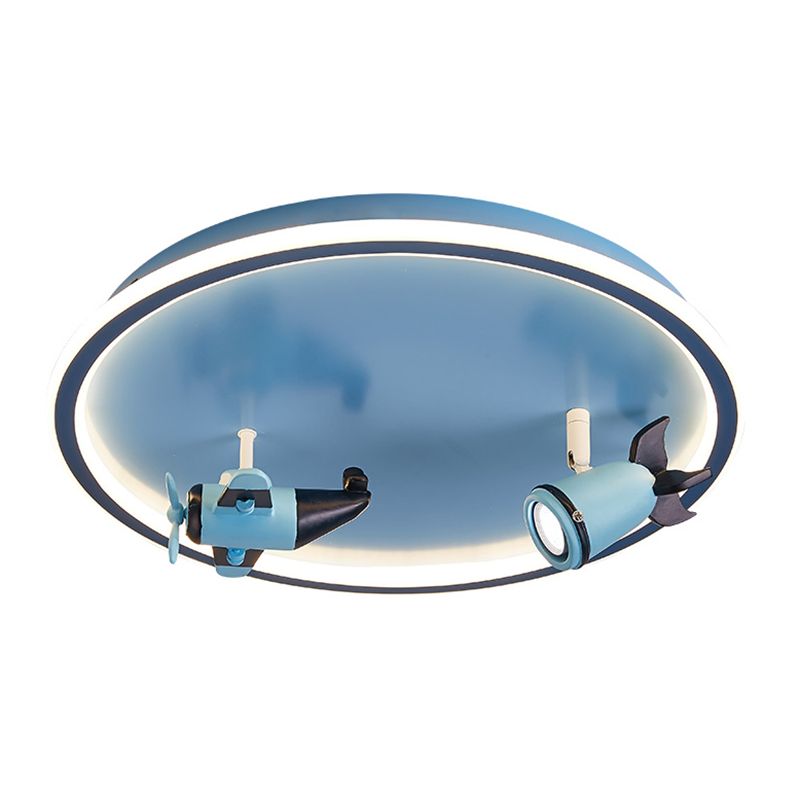 Children Room Flush-mount Lamp Creative Cartoon LED Ceiling Lamp in Blue