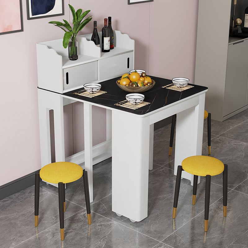 73'' Foldable Poplar Wood Dining Table Modern Rectangle Extendable Table with 5 Legs