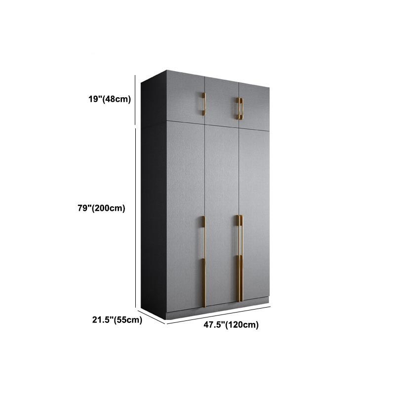 Contemporary Style Gray Colour Wardrobe Wood Soft Close Drawer Wardrobe Closet
