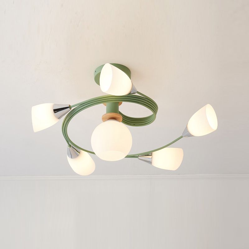 Metal Flush Mounted Ceiling Lights Frosted Glass Shade Ceiling Lighting for Living Room