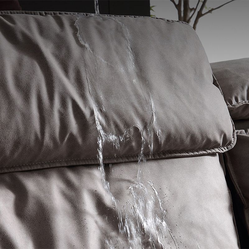 Armless Sofa Bed with Pillow Back Leather Sofa with Grey Solid Wood Frame