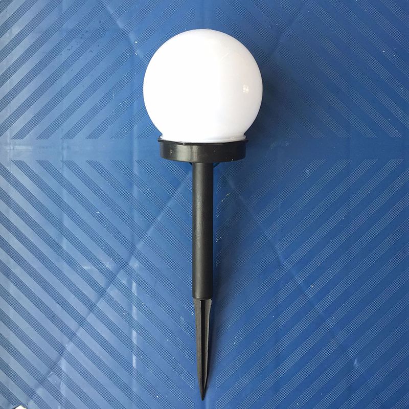 Globe Plastic Solar Ground Lighting Contemporary Black and White LED Landscape Light for Courtyard
