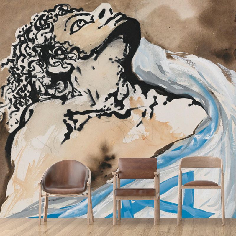 Illustration Dali Warrior Drawing Mural Full-Size Wall Art for Living Room, Custom Print