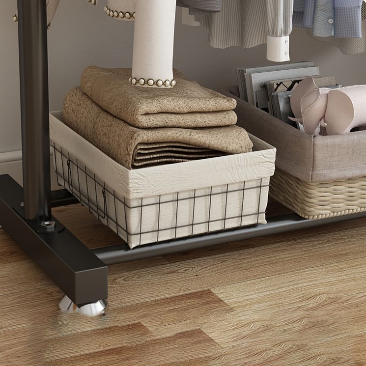 Contemporary Style Open Armoire Stainless Steel Cabinet with Clothing Rod