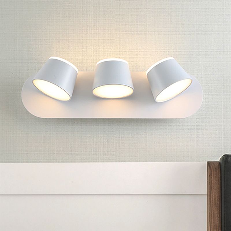 1/2/3 Lights Clice murale de la chambre avec une nuance en métal à cône MODERNE BLANC / VANIÈME ÉCLAIR